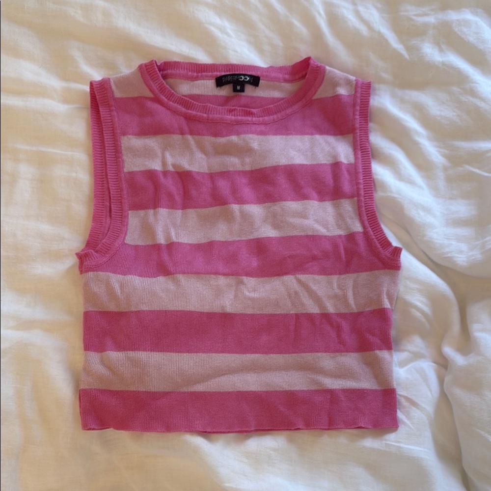 Pink Striped Paper Moon Tank Top